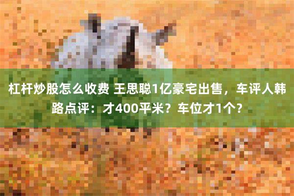 杠杆炒股怎么收费 王思聪1亿豪宅出售，车评人韩路点评：才400平米？车位才1个？